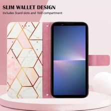 Mellow Mall Sony Xperia 5 V Pu Deri Mermer Desen Cüzdan Kickstand Için Kılıf (Yurt Dışından)