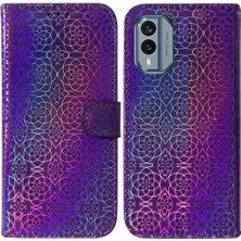 Mellow Mall Nokia X30 Premium Pu Deri Cüzdan Kılıf Kart Yuvası Glitter Standı (Yurt Dışından)