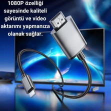 Polham 2 Metre 60Hz 4K Iphone Lightning To HDMI Görüntü Aktarım Kablosu, Iphone 7/8/x/11/12/13/14 Serisi Ile Uyumulu