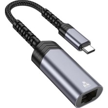 Polham 15CM Type C Kablolu 100 Mbps Type-C To RJ45 Dönüştürücü, Telefon, Tablet, Pc Ethernet Lan Port Adaptör