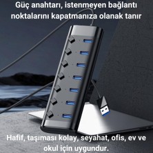 Polham Işıklı 7 Adet USB Port Çoğaltıcı Hub Yazıcı, Mouse, Klavye, USB Bellek Çoğaltıcı, Düğmeli