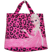 Urz Kids Pembe Kız Çocuk Leopar Desenli Plaj Çantalı Bikini Kız Çocuk Pembe Çantalı Bikini