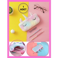 Toyfest Yumuşak Peluş Unicorn Temalı Kalem Kutusu - Mini Eşya Saklama Çantası - 1 Adet