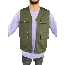 Gambia Outdoor's Erkek Tümrenkler Yazlık Kumaş Avcı Yelek Çok Cepli Baba Büyük Beden Rahat Battal