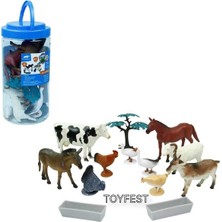 Toyfest Çiftlik Hayvanları Oyun Seti - 13 Parça Kapaklı Taşıma Saplı Özel Kovasında 24 cm