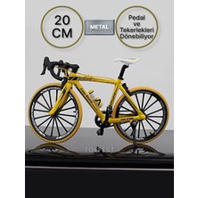 Toyfest Pedal ve Tekerlekleri Dönebilen Die - Cast Mini Model Metal Dağ Bisikleti - Sarı - 1:10