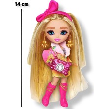 Toyfest Extra Fly Minis Seyahat Bebeği Safari Modası ile Hayvan Baskılı Kıyafetli Aksesuarlı 14 cm HGP62