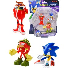 Sonic Prime 3 Lü Figür Blister Set - Sonic + Gnarly Budaklı Knuckles + Dr. Eggman 6.5 cm - SON2020