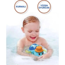 Toyfest Kurmalı Kendiliğinden Banyo Küvet Havuz Deniz De Yüzen Su Kaplumbağası Oyuncak - Mavi