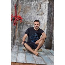 Sude Homewear Erkek Kısa Kol Kaprili Pijama Takımı