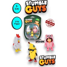 Stumble Guys 3'lü Figür - 5 Cm-Meower-Chicken-Banana City - 3 Adet