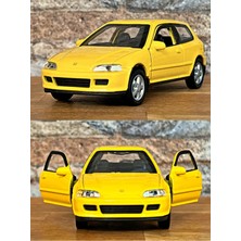 Toyfest Honda Civic Eg6 Çek Bırak Die - Cast Metal Model Araba - Sarı 11.5 cm