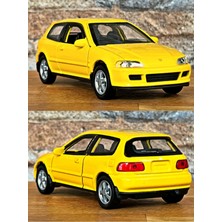 Toyfest Honda Civic Eg6 Çek Bırak Die - Cast Metal Model Araba - Sarı 11.5 cm