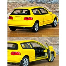 Toyfest Honda Civic Eg6 Çek Bırak Die - Cast Metal Model Araba - Sarı 11.5 cm