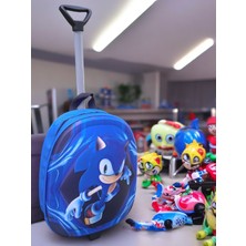 Shopiolog Sonic Anaokulu Kreş Çocuk Valiz Sırt Çantası Çekçekli Sonic Tekerlekli