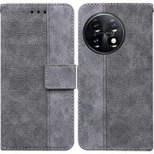 Mays Boutique Oneplus 11 Için Kılıf 5g Geometrik Kabartmalı Kickstand Özelliği Flip Folio Pu (Yurt Dışından)