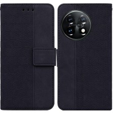 Mays Boutique Oneplus 11 Için Kılıf 5g Geometrik Kabartmalı Kickstand Özelliği Flip Folio Pu (Yurt Dışından)