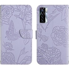 Mays Boutique Tecno Camon 17 Pro Çiçekler ve Kelebekler Anti-Damla Koruma Için Kılıf (Yurt Dışından)