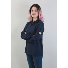 Passus Global Esd Antistatik Iş Güvenliği Polo Yaka Sweatshirt Cepli Unisex Mavi 2013PGESDBLU