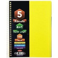 Tokaç 4 Kareli + 1 Çizgili Ayraçlı Defter A5 150 Yaprak