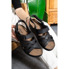 Albishoes Kadın Hafif Topuk 4,5 cm Yumuşak Rahat Anatomik Taban Günlük Kadın Sandalet Anne Sandalet