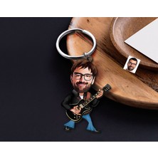 Bk Gift Kişiye Özel Rock And Roll Karikatürlü Ahşap Anahtarlık-1 Sevgiliye Hediye, Arkadaşa Hediye, Doğum Günü Hediyesi