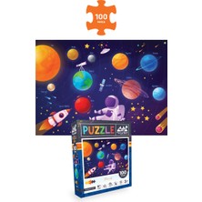 Neverland 4 Adet Puzzle - 50 P. Otobüs ve Ay Hayvanları ve 100 P. Hayvan Dünya Haritası ve Gezegenler