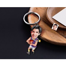 Bk Gift Kişiye Özel Amerikan Futbolcusu Karikatürlü Ahşap Anahtarlık-11 Sevgiliye Hediye, Arkadaşa Hediye, Doğum Günü Hediyesi