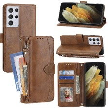 Mellow Mall Samsung Galaxy S21 Ultra 5g Için Flip Case Kart Tutucu Pu Deri Kickstand (Yurt Dışından)