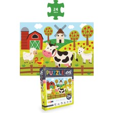 Neverland 4 Adet Puzzle - 24 P. Sevimli Dinozorlar ve Çiftlik Hayvanları ve 50 P. Otobüs ve  Ay Hayvanları