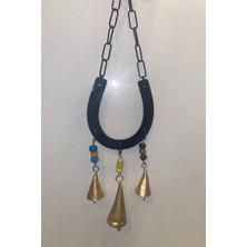 Rahan Deprem Zili Çanı Rüzgar Çanı Zili Feng Shui Şans Para Nazar A Karşı Koruma  At Nalı Metal Çanlı Bakır Büyük Boy Gold