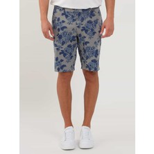 Dufy Açık Gri Erkek Slim Fit Çiçek Desenli Short - 107695