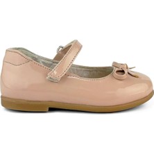 Cici Bebe Somon Rugan Kız Çocuk Babet Parlak Malzeme ile Düz Taban Tasarımı