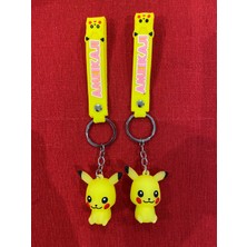 Trend Pikachu Figürlü 2'li Silikon Anahtarlık ve Çanta Süsü