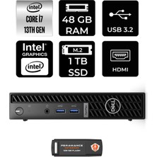 Dell Optiplex 7010MFF Intel Core I7 13700T 48GB 1tb SSD Fdos N018O7010MFF Mini Pc & Per4 USB Bellek N018O7010MFFP343