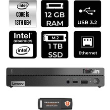 Lenovo Thinkcentre 50Q Gen 4 Intel Core I5 13420H 12GB 1tb SSD Fdos 12LN0048TR Mini Pc & Per4 USB Bellek 12LN0048TRP308