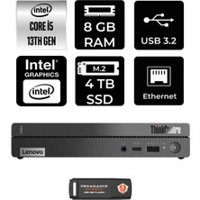 Lenovo Thinkcentre 50Q Gen 4 Intel Core I5 13420H 8gb 4tb SSD Fdos 12LN0048TR Mini Pc & Per4 USB Bellek 12LN0048TRP305