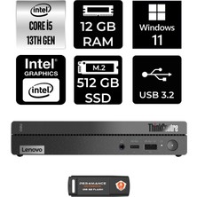 Lenovo Thinkcentre 50Q Gen 4 Intel Core I5 13420H 12GB 512GB SSD W11H 12LN0048TR Mini Pc & Per4 USB Bellek 12LN0048TRP357