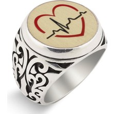 Anı Yüzük Kalp Ritmi Desenli Gümüş Yüzük