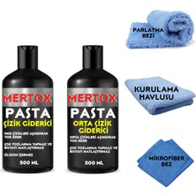 Mertox Oto Araç Araba Pasta Cila Seti 2X500ML -Ince Çizik Giderici Pasta + Orta Çizik Giderici Pasta