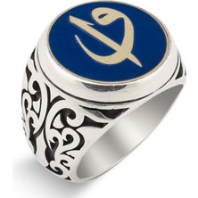 Anı Yüzük Mavi Mineli Elif-Vav Yüzük