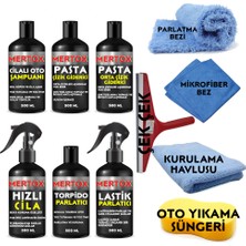 Mertox Oto Araç Araba Pasta Cila Temizlik Seti 6X500ML-İNCE ve Orta Çizik+Hızlı Cila+Şampuan+Lastik+Torpido