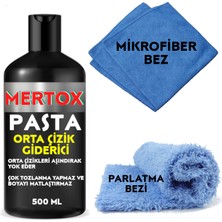 Mertox Oto Araç Araba Orta Pasta Cila  500ML-ORTA Çizik Giderici Pasta+Parlatma Bezi+Havlu