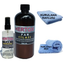 Mertox Oto Araba Araç Far Temizleme Parlatma ve Cila Seti - Solüsyon + Far Parlatıcı Cila