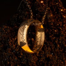 Anı Yüzük Yüzüklerin Efendisi Güç Yüzükleri Kolyesi Açık Gold Renk Zincirli Model2