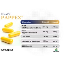 Creavit Pappex® Ahcc, Egcg, Vitamin B12 ve Vitamin C, 120 Vegan Kapsül