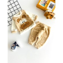 Derin Bebe Neşeli Bebekler Maymun Kabartma Desen Welsoft Takım Vizon