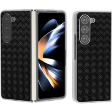 Seashell Digital Samsung Galaxy Z Fold6 5g Kılıf Dokuma Doku Buzlu Çerçeve Pu Deri Telefon Kapağı-Siyah (Yurt Dışından)