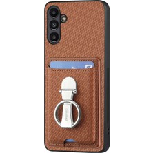 Seashell Digital C1-9 Samsung Galaxy A13 5g Kılıf Deri+Tpu+Pc Telefon Kapağı Karbon Fiber Doku-Kahverengi (Yurt Dışından)