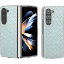 Seashell Digital Samsung Galaxy Z Fold6 5g Kılıf Dokuma Doku Buzlu Çerçeve Pu Deri Telefon Kapağı-Açık Yeşil (Yurt Dışından)